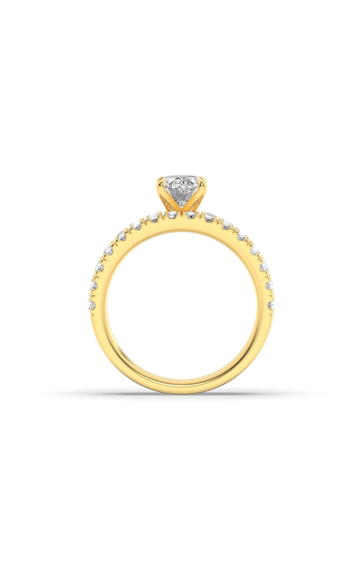 2Cttw Oval Shaped Lab Grown Diamond (F/VS) Classic Accented  Set With Band and Engagement Ring in 14K Gold