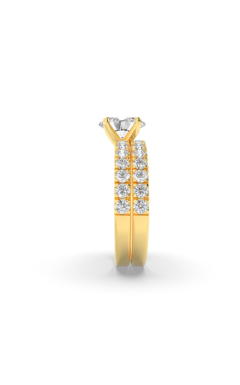 2Cttw Oval Shaped Lab Grown Diamond (F/VS) Classic Accented  Set With Band and Engagement Ring in 14K Gold