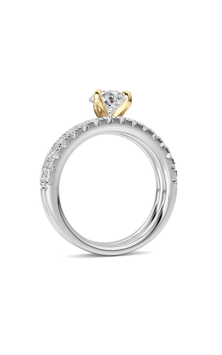 2Cttw Pear Shaped Lab Grown Diamond (F/VS) Classic Accented  Set With Band and Engagement Ring in 14K Gold