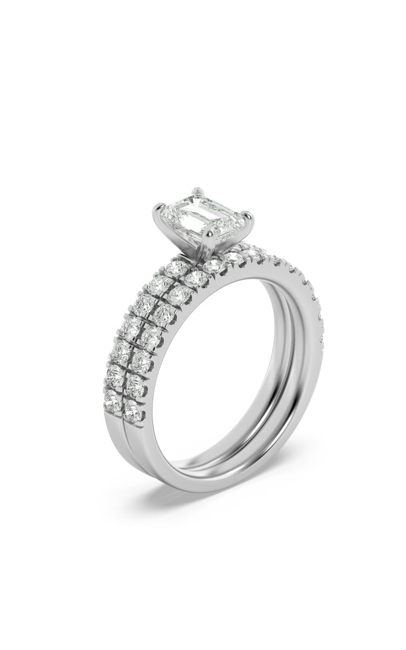 2Cttw Radiant Shaped Lab Grown Diamond (F/VS) Classic Accented Set With Band and Engagement Ring in 14K Gold