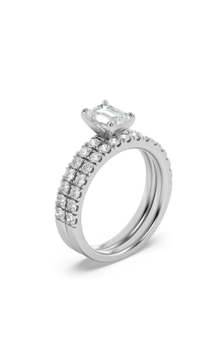 2Cttw Radiant Shaped Lab Grown Diamond (F/VS) Classic Accented Set With Band and Engagement Ring in 14K Gold