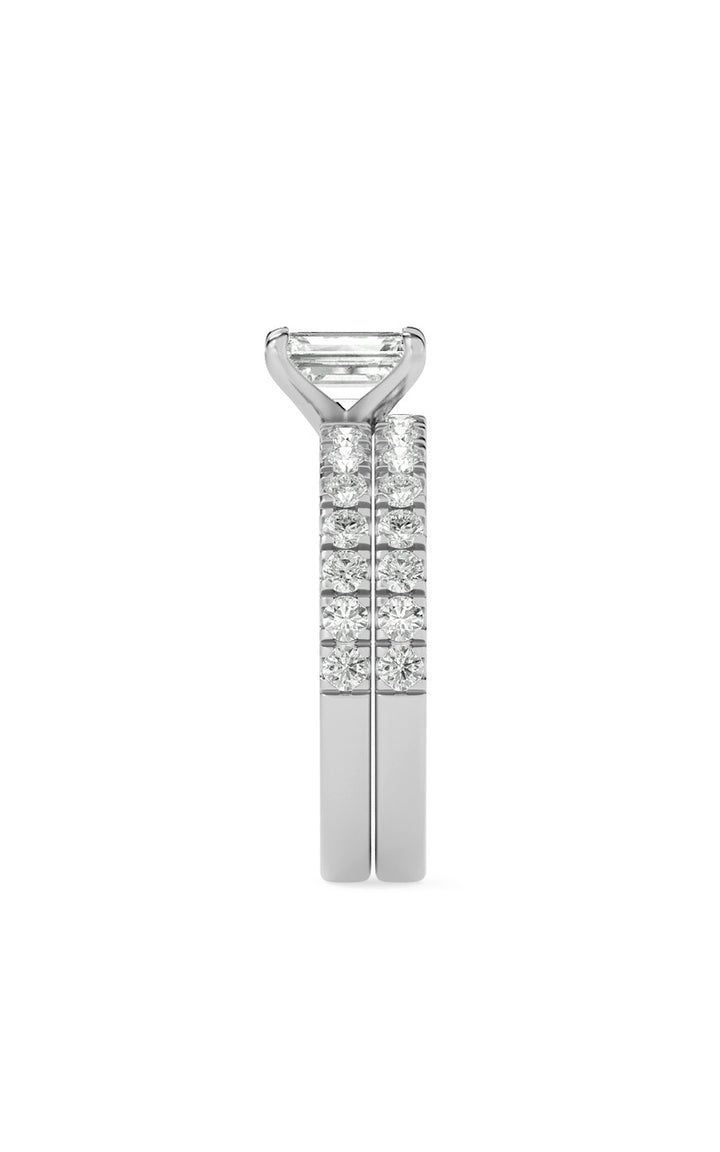 2Cttw Radiant Shaped Lab Grown Diamond (F/VS) Classic Accented Set With Band and Engagement Ring in 14K Gold