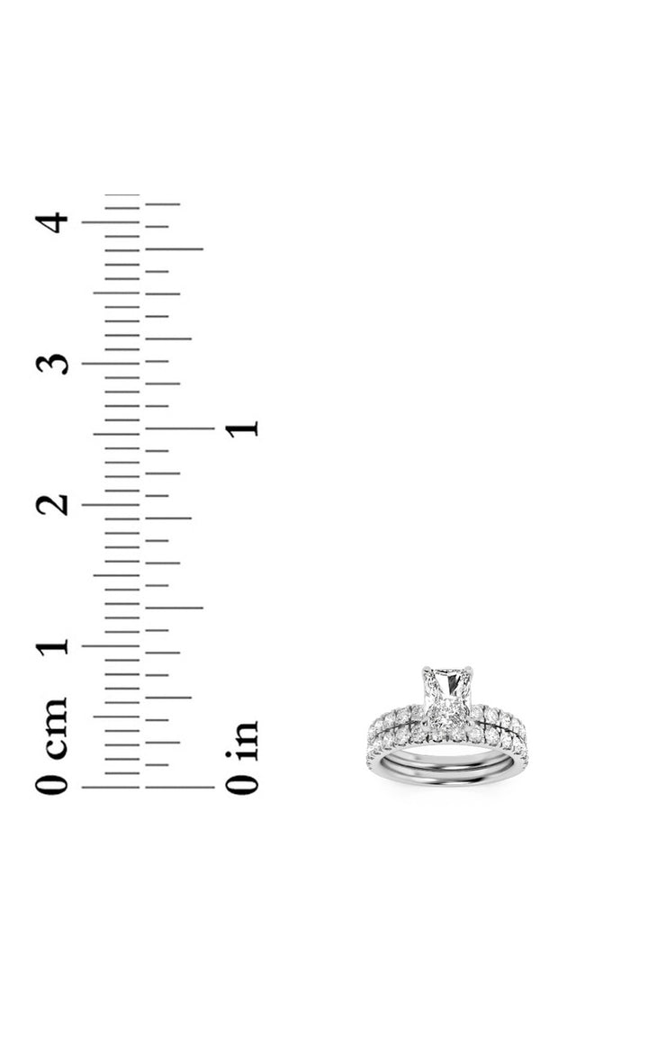 2Cttw Radiant Shaped Lab Grown Diamond (F/VS) Classic Accented Set With Band and Engagement Ring in14K Gold
