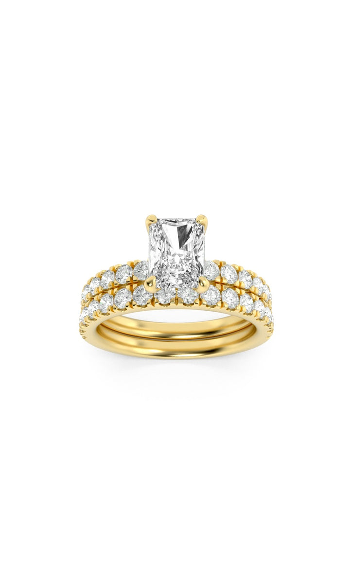 2Cttw Radiant Shaped Lab Grown Diamond (F/VS) Classic Accented Set With Band and Engagement Ring in14K Gold