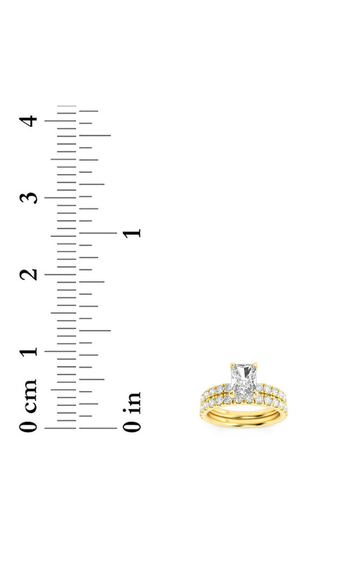 2Cttw Radiant Shaped Lab Grown Diamond (F/VS) Classic Accented Set With Band and Engagement Ring in14K Gold