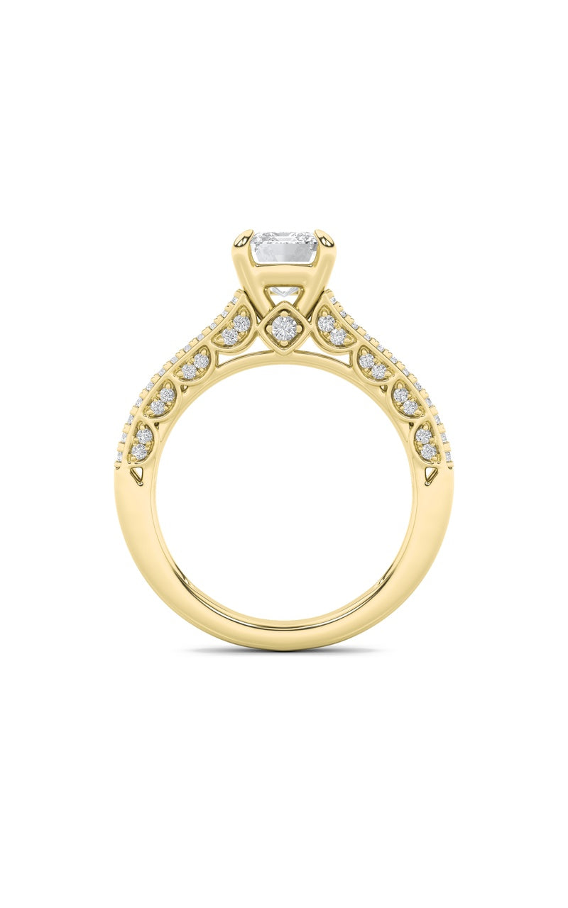2Cttw Emerald Shaped Lab Grown Diamond (G/VS) Split Shank Accented Engagement Ring in 14K Gold