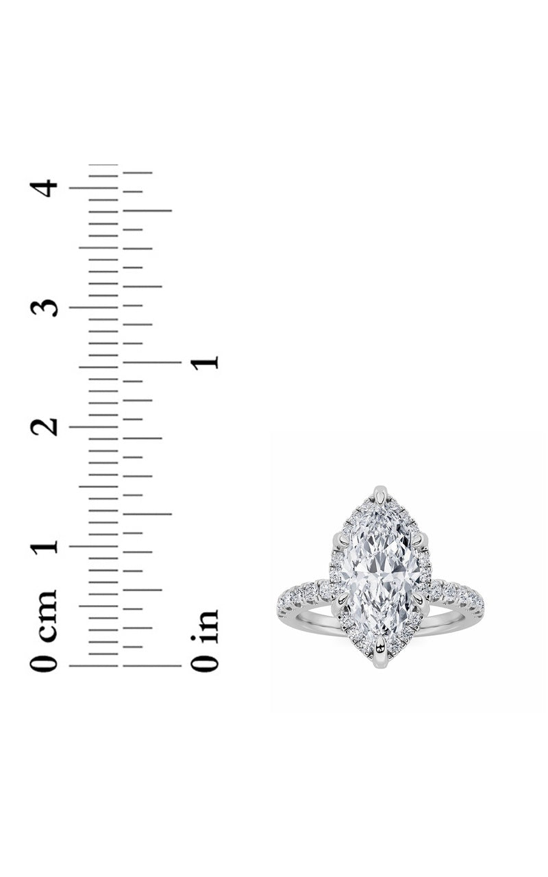 2Cttw Marquise Shaped Lab Grown Diamond (F/VS) Halo Accented Engagement Ring in 14K Gold