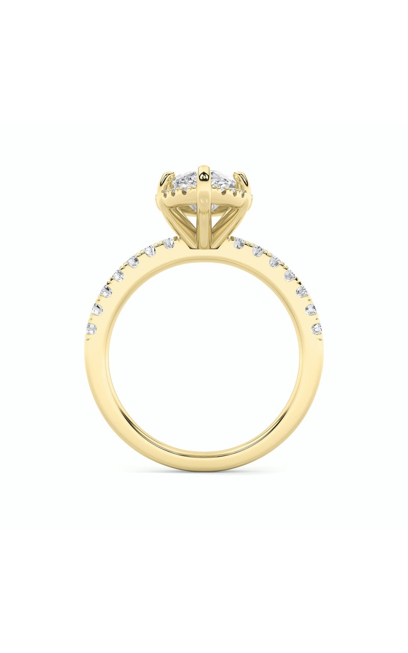 2Cttw Marquise Shaped Lab Grown Diamond (F/VS) Halo Accented Engagement Ring in 14K Gold