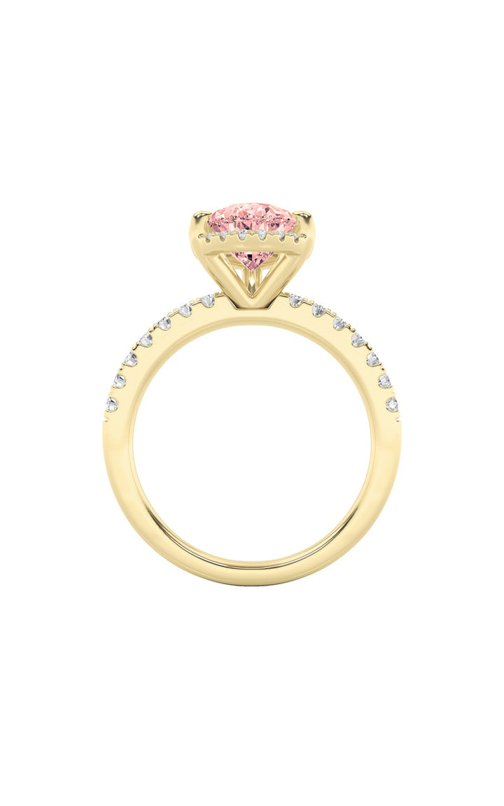 2Cttw Pear Shaped Lab Grown Diamond (F/VS) Halo Accented Engagement Ring in 14K Gold