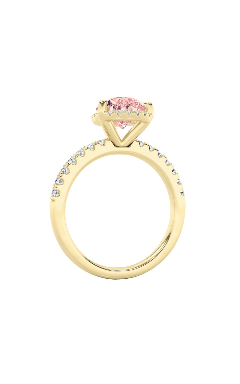 2Cttw Pear Shaped Lab Grown Diamond (F/VS) Halo Accented Engagement Ring in 14K Gold