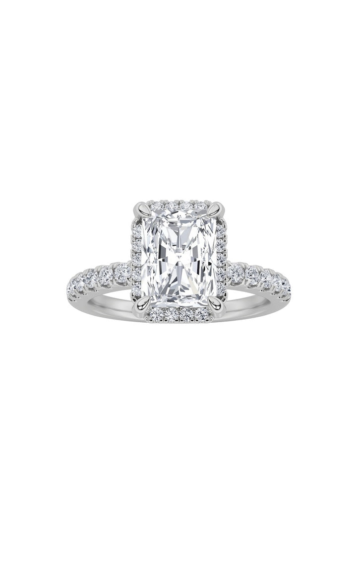 2Cttw Radiant Shaped Lab Grown Diamond (F/VS) Halo Accented Engagement Ring in 14K Gold