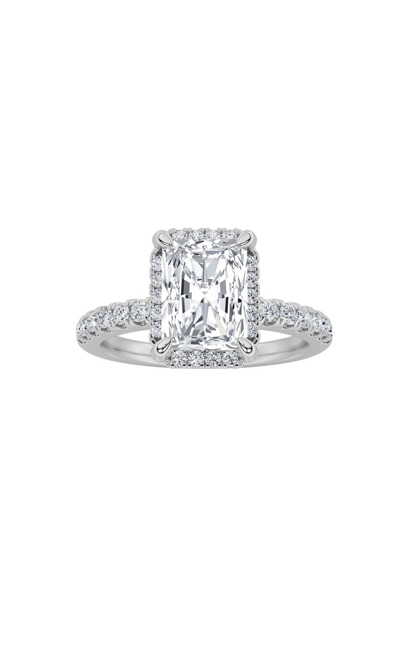 2Cttw Radiant Shaped Lab Grown Diamond (F/VS) Halo Accented Engagement Ring in 14K Gold