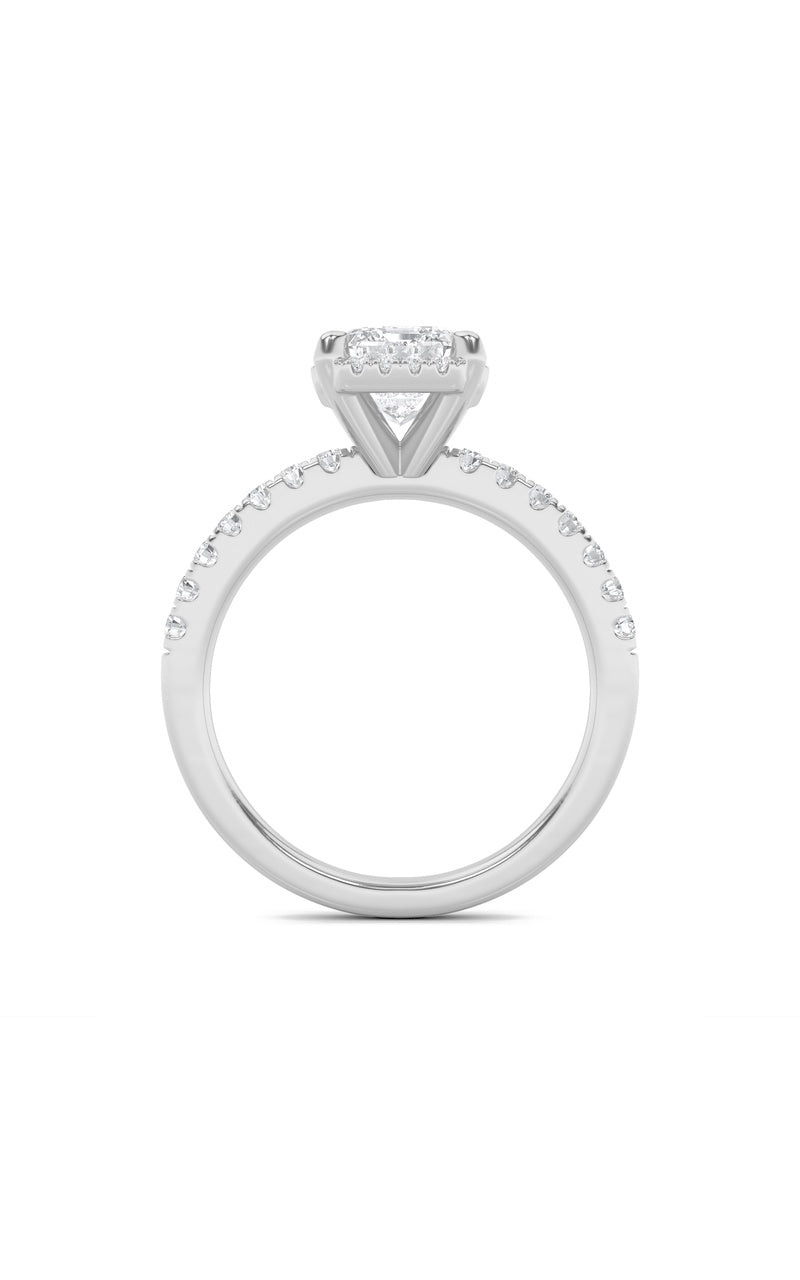2Cttw Radiant Shaped Lab Grown Diamond (F/VS) Halo Accented Engagement Ring in 14K Gold