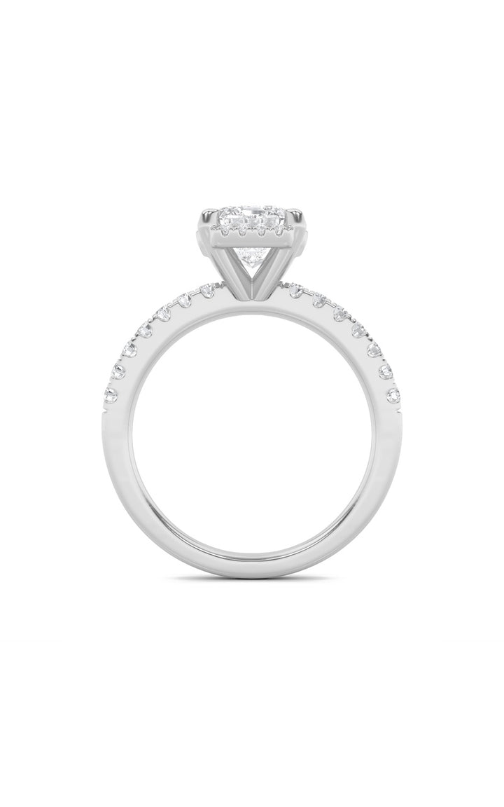 2Cttw Radiant Shaped Lab Grown Diamond (F/VS) Halo Accented Engagement Ring in 14K Gold