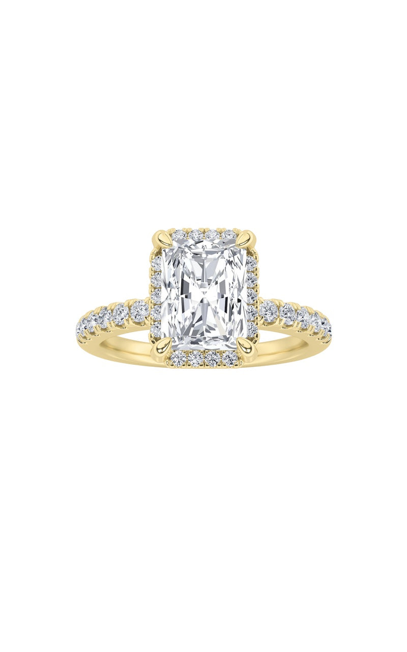 2Cttw Radiant Shaped Lab Grown Diamond (F/VS) Halo Accented Engagement Ring in 14K Gold