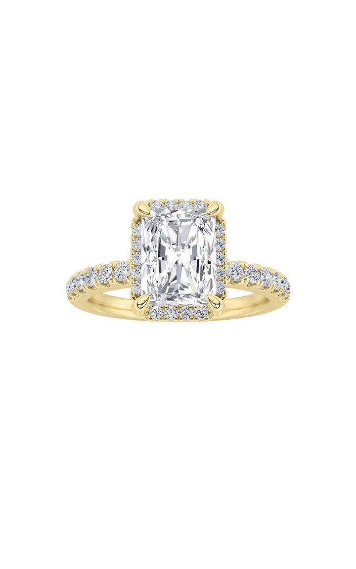 2Cttw Radiant Shaped Lab Grown Diamond (F/VS) Halo Accented Engagement Ring in 14K Gold