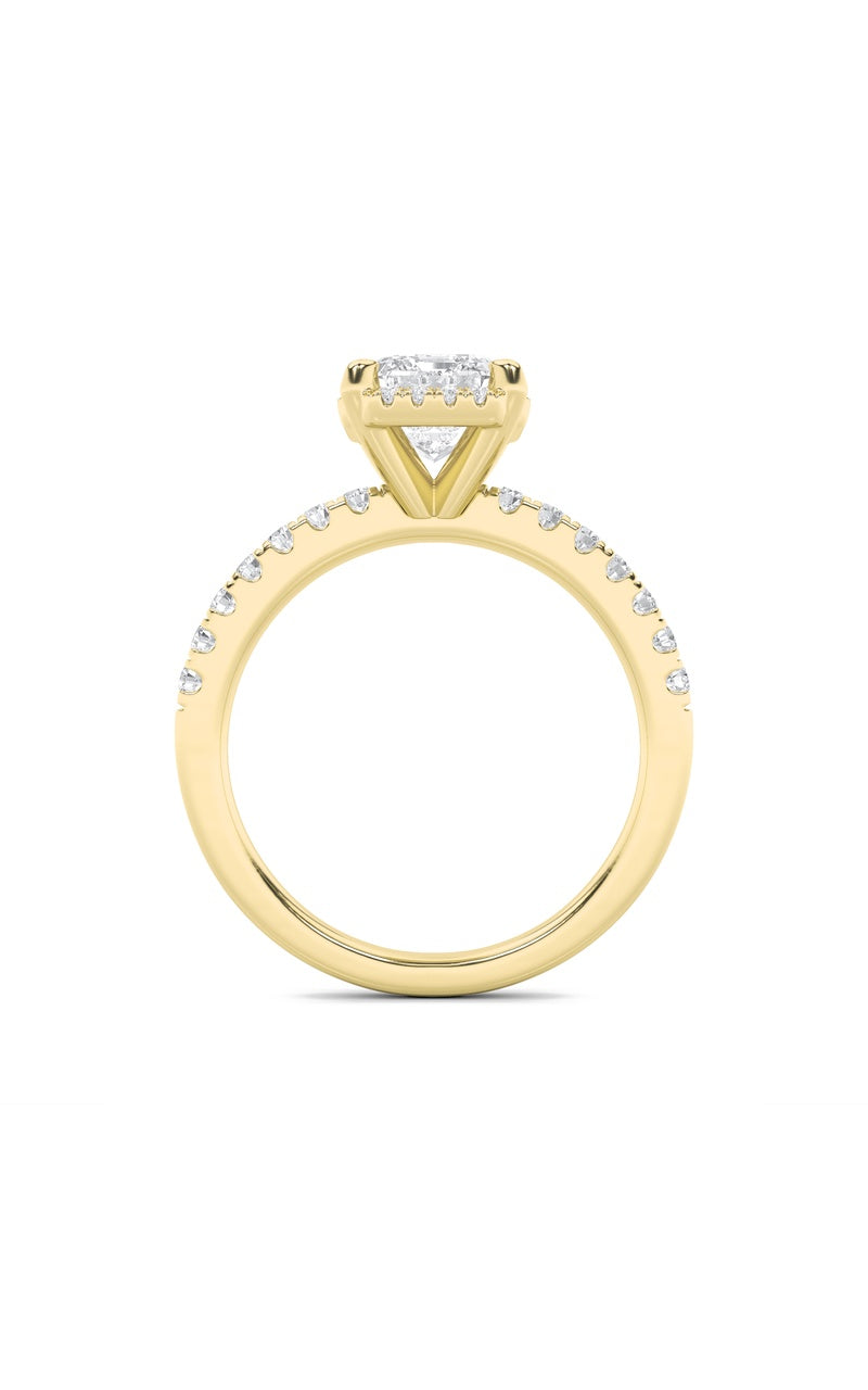 2Cttw Radiant Shaped Lab Grown Diamond (F/VS) Halo Accented Engagement Ring in 14K Gold
