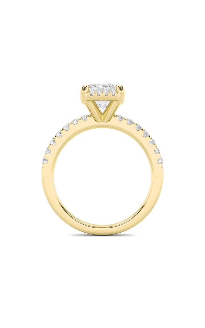2Cttw Radiant Shaped Lab Grown Diamond (F/VS) Halo Accented Engagement Ring in 14K Gold