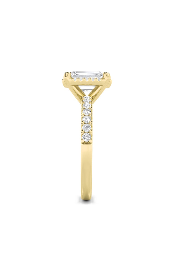 2Cttw Radiant Shaped Lab Grown Diamond (F/VS) Halo Accented Engagement Ring in 14K Gold