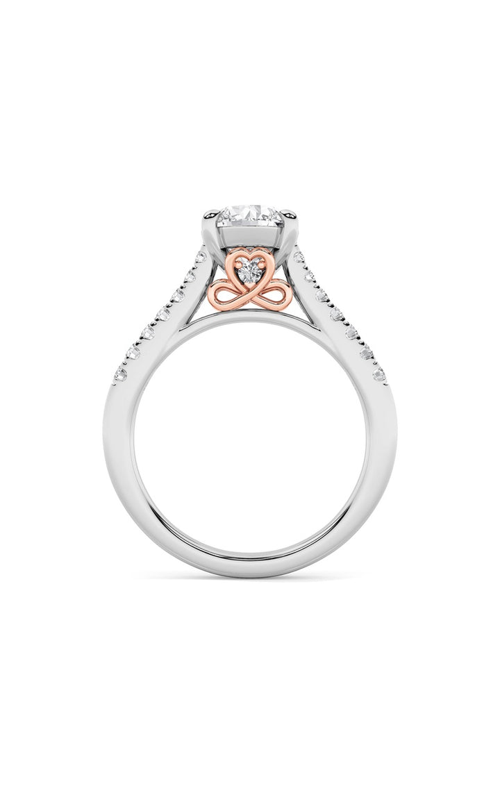 2.5Cttw Round Shaped Lab Grown Diamond (F/VS) Petite Shank Accented Engagement Ring in 14K Gold