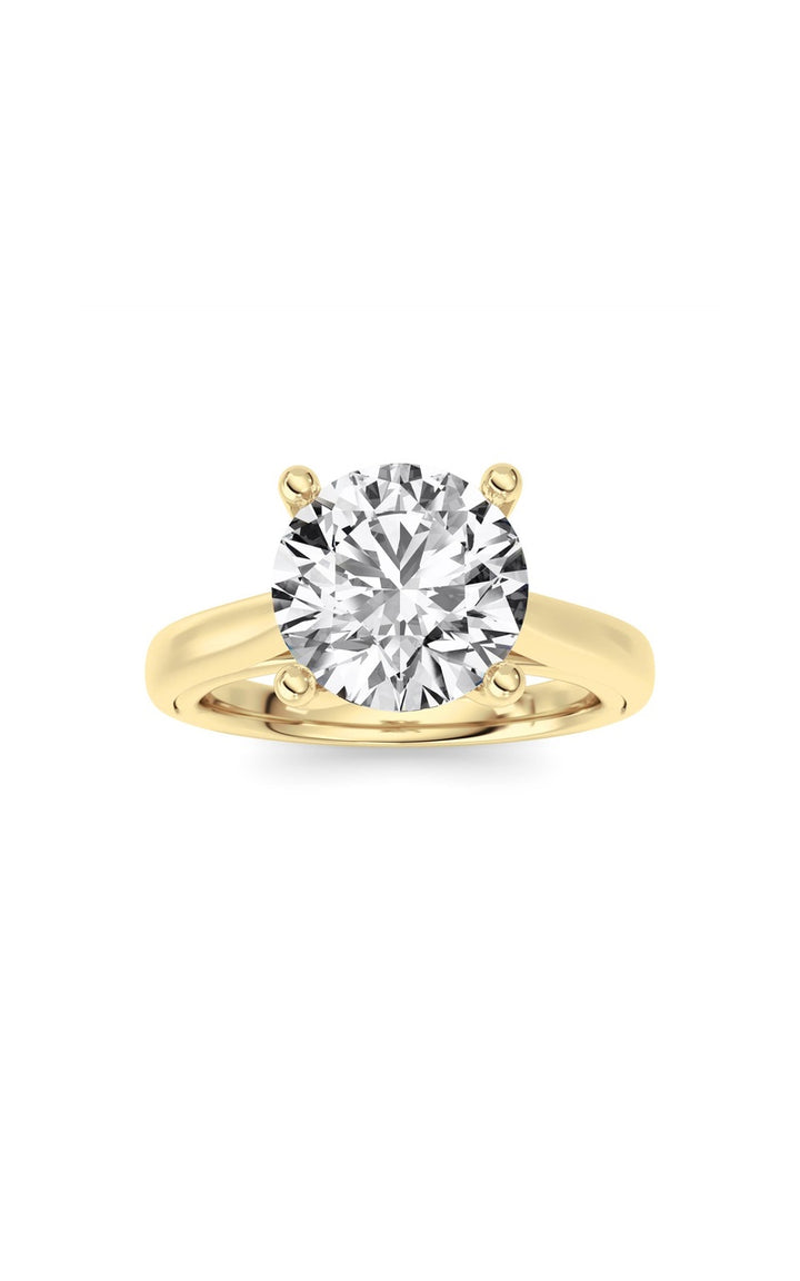 2Cttw Round Shaped Lab Grown Diamond (F/VS) Cathedral Shank Engagement Ring in 14K Yellow Gold