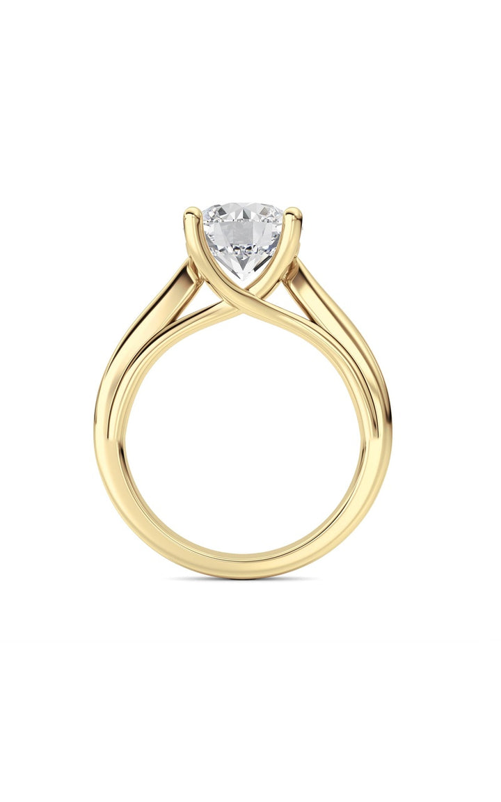 2Cttw Round Shaped Lab Grown Diamond (F/VS) Cathedral Shank Engagement Ring in 14K Yellow Gold