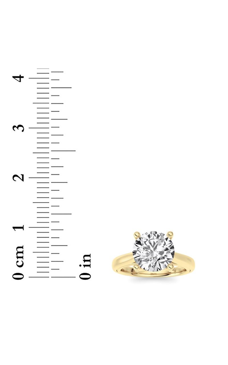 2Cttw Round Shaped Lab Grown Diamond (F/VS) Cathedral Shank Engagement Ring in 14K Yellow Gold