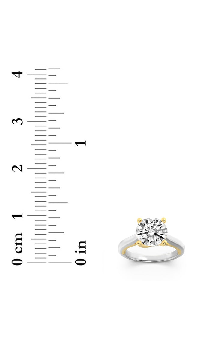 3Cttw Round Shaped Lab Grown Diamond (F/VS) Two Tone Cathedral Shank Engagement Ring in 14K Gold