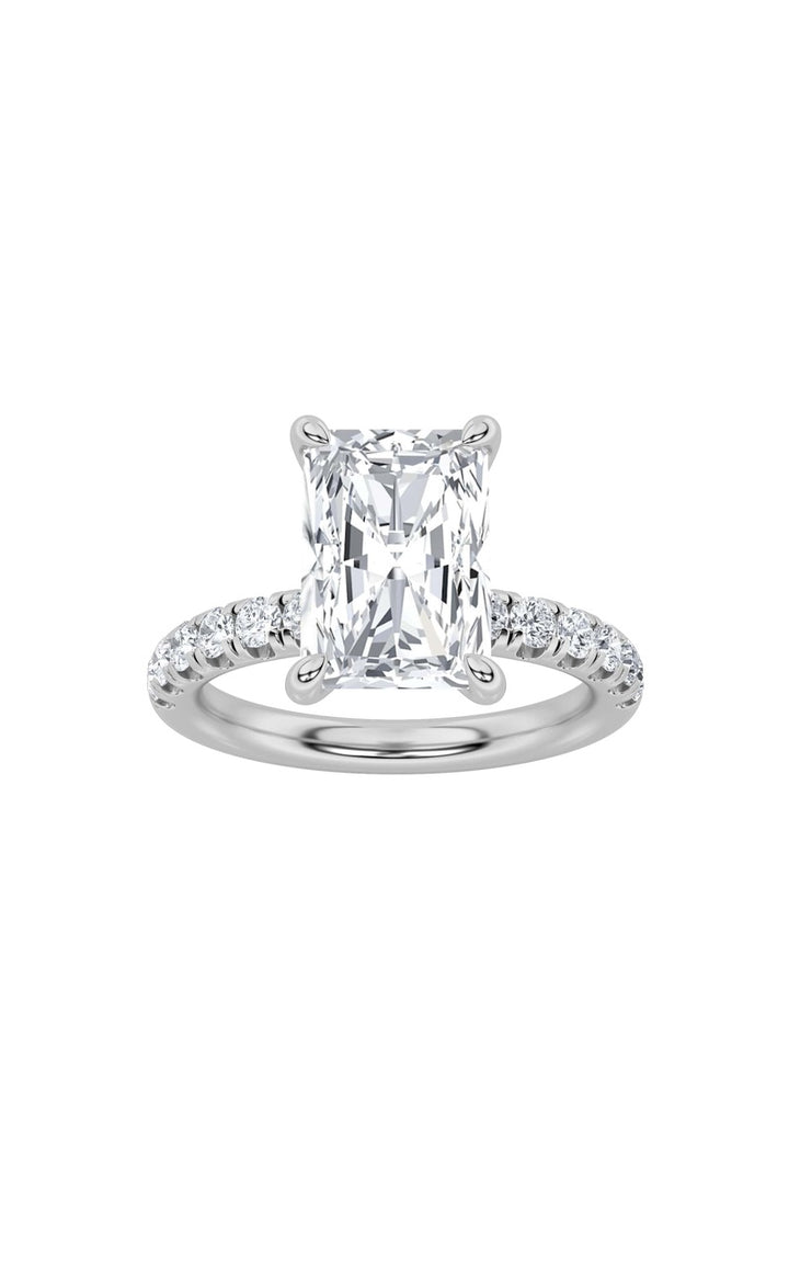 2Cttw Radiant Shaped Lab Grown Diamond (F/VS) Hidden Halo Accented Ring in 14K Gold