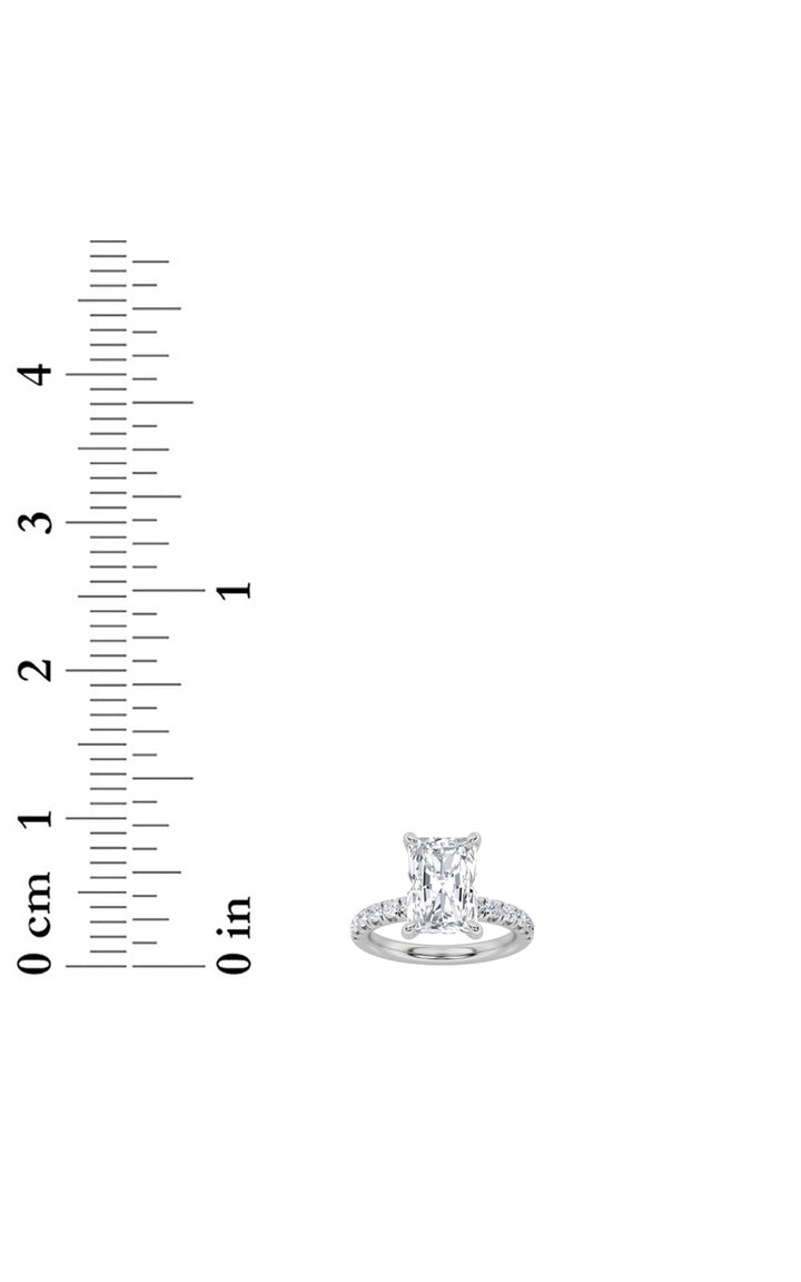 2Cttw Radiant Shaped Lab Grown Diamond (F/VS) Hidden Halo Accented Ring in 14K Gold