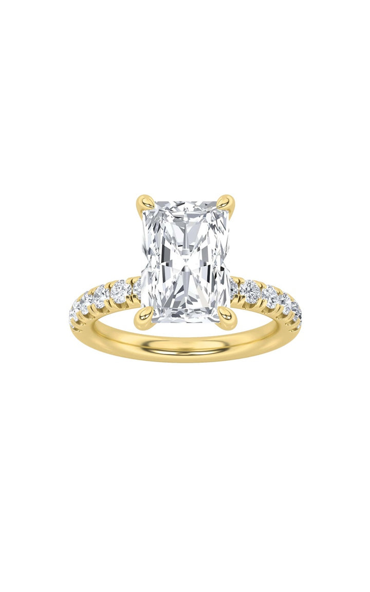 2Cttw Radiant Shaped Lab Grown Diamond (F/VS) Hidden Halo Accented Ring in 14K Gold