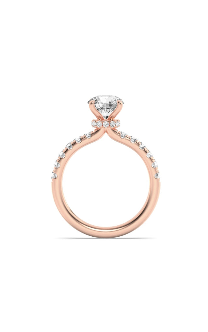 2CTW Round Shaped Lab Grown Diamond (F/VS) Hidden Halo Accented Ring in 14K Gold