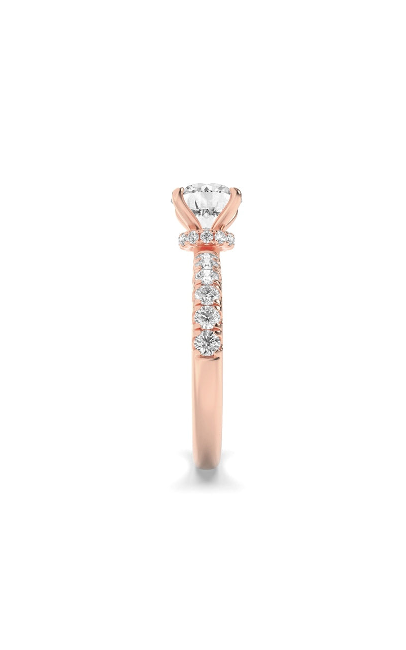 2Cttw Round Shaped Lab Grown Diamond (F/VS) Hidden Halo Accented Ring in 14K Gold