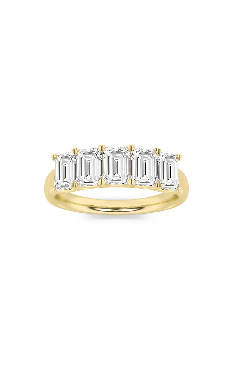 2Cttw Emerald Shaped Lab Grown Diamond (F/VS) Five Stone Band Ring in 14K Gold