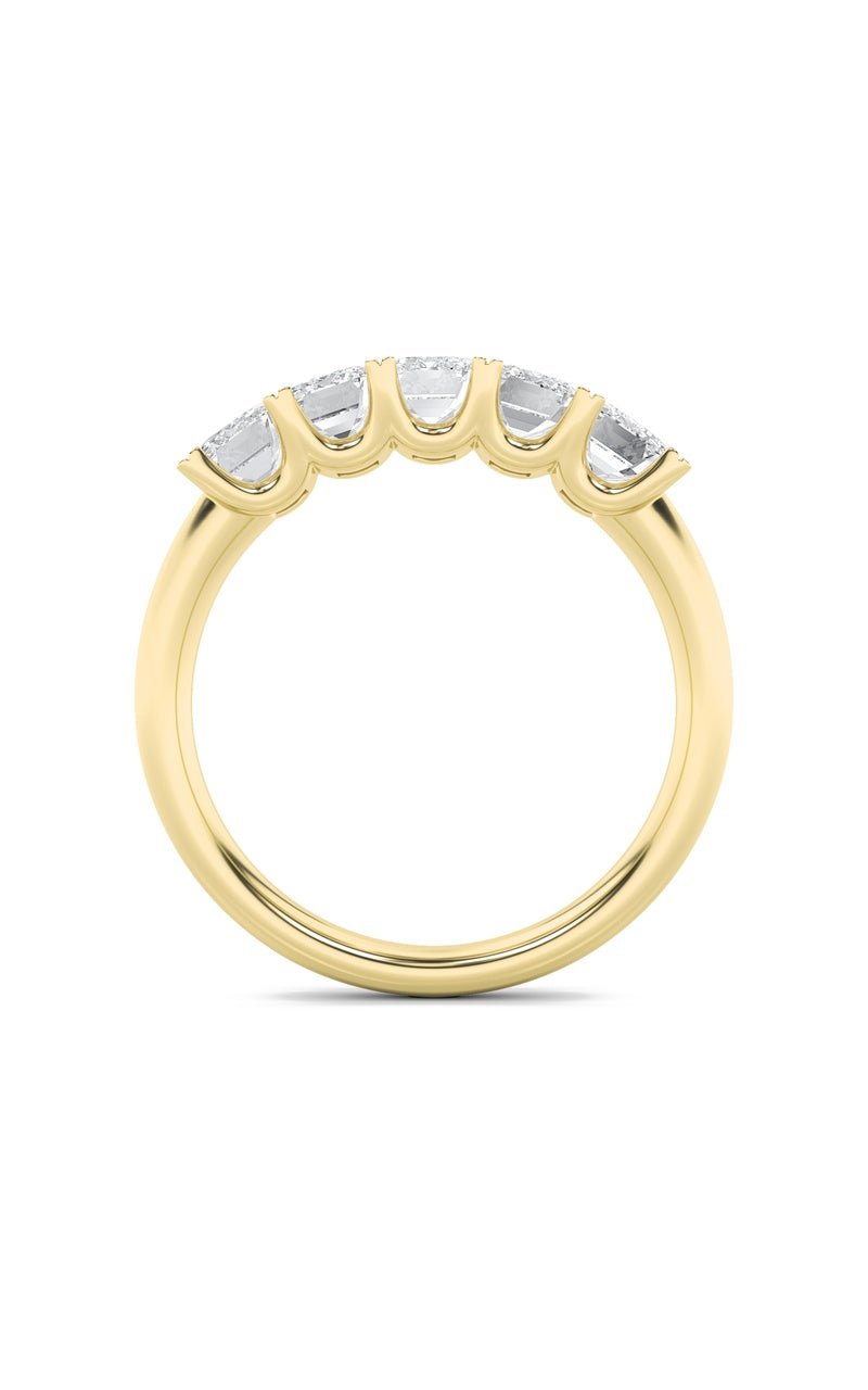 2Cttw Emerald Shaped Lab Grown Diamond (F/VS) Five Stone Band Ring in 14K Gold