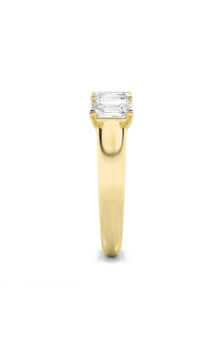 2Cttw Emerald Shaped Lab Grown Diamond (F/VS) Five Stone Band Ring in 14K Gold