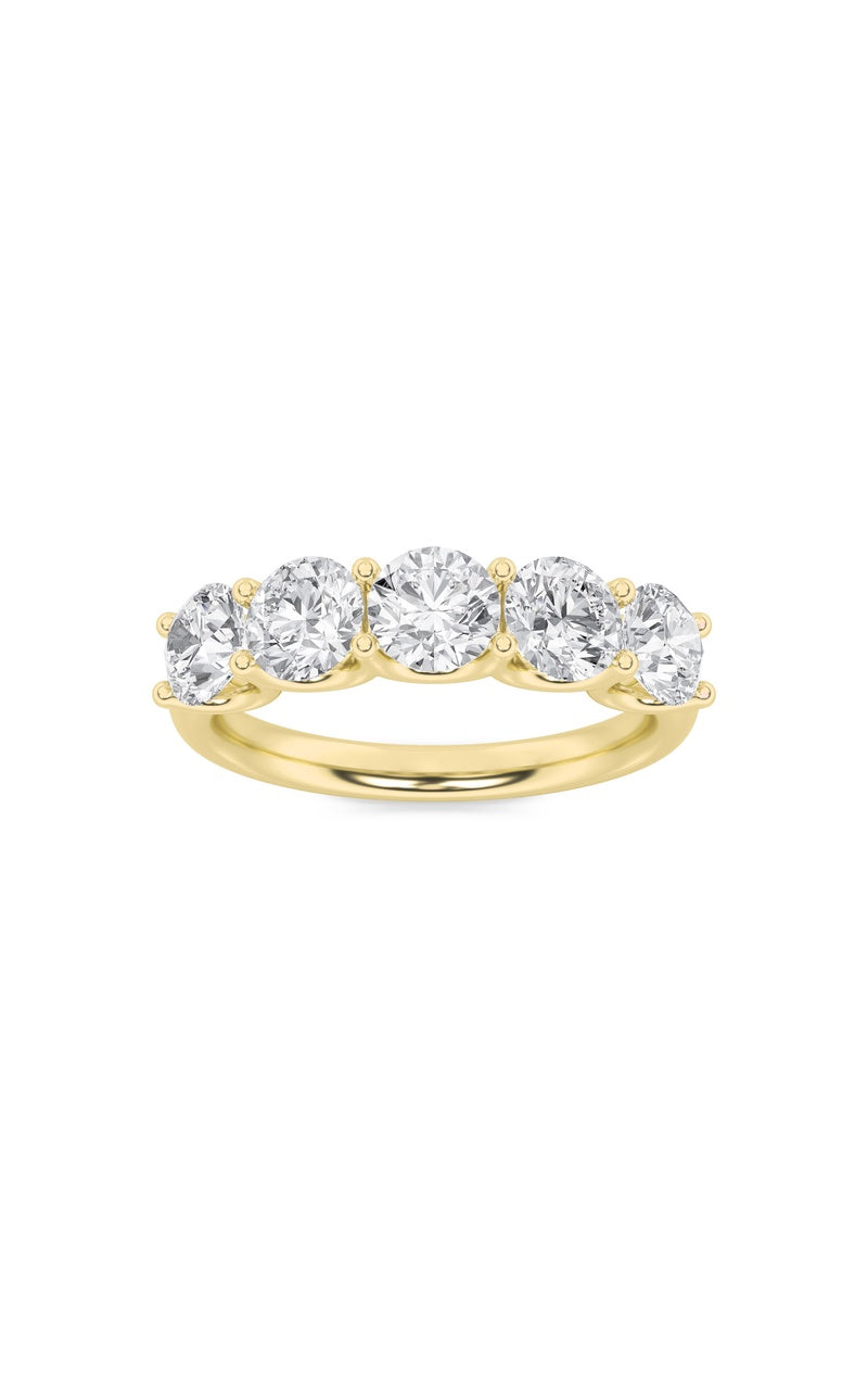2Cttw Round Shaped Lab Grown Diamond (F/VS) Five Stone Band Ring in 14K Gold