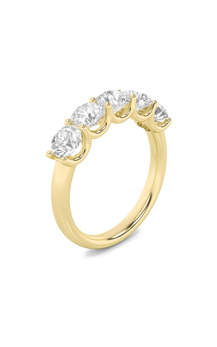 2Cttw Round Shaped Lab Grown Diamond (F/VS) Five Stone Band Ring in 14K Gold