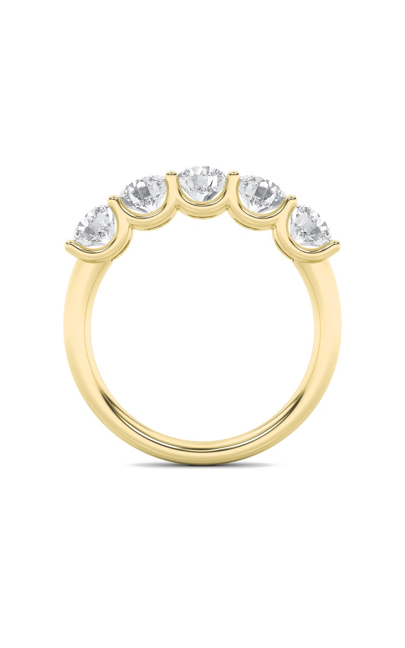 2Cttw Round Shaped Lab Grown Diamond (F/VS) Five Stone Band Ring in 14K Gold