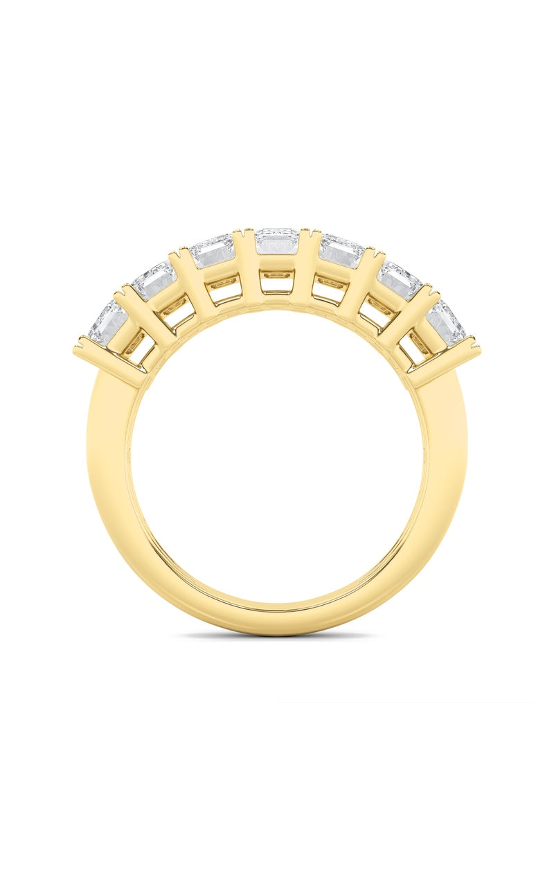 2CTW Emerald Shaped Lab Grown Diamond (F/VS) Seven Stone Band Ring in 14K Gold