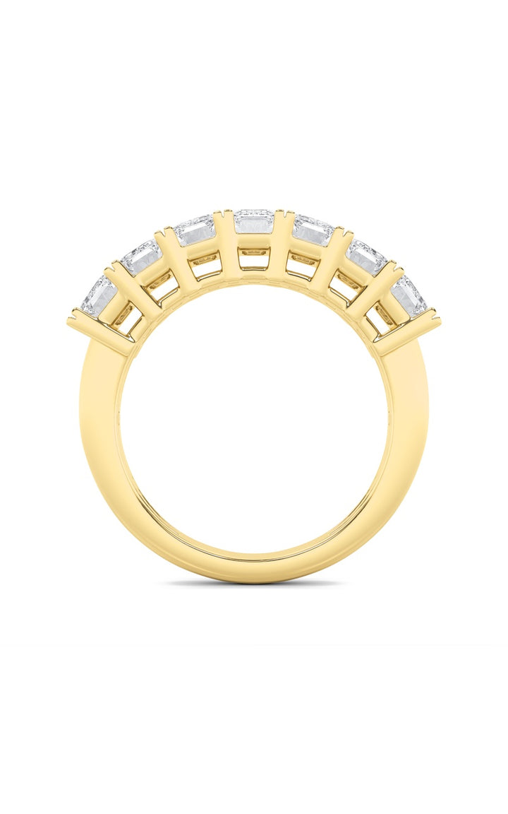 2CTW Emerald Shaped Lab Grown Diamond (F/VS) Seven Stone Band Ring in 14K Gold