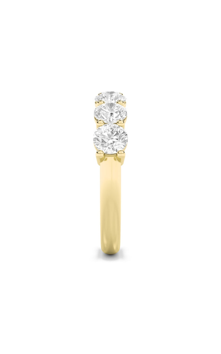 3Cttw Round Shaped Lab Grown Diamond (F/VS) SevenStone Band Ring in 14K Gold