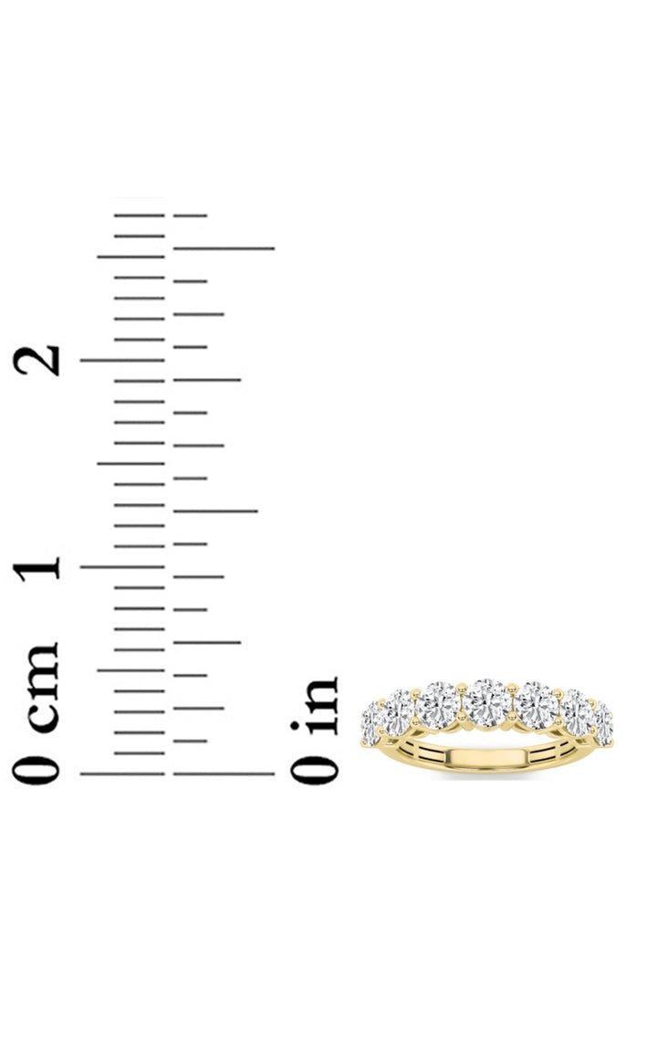 3Cttw Round Shaped Lab Grown Diamond (F/VS) SevenStone Band Ring in 14K Gold