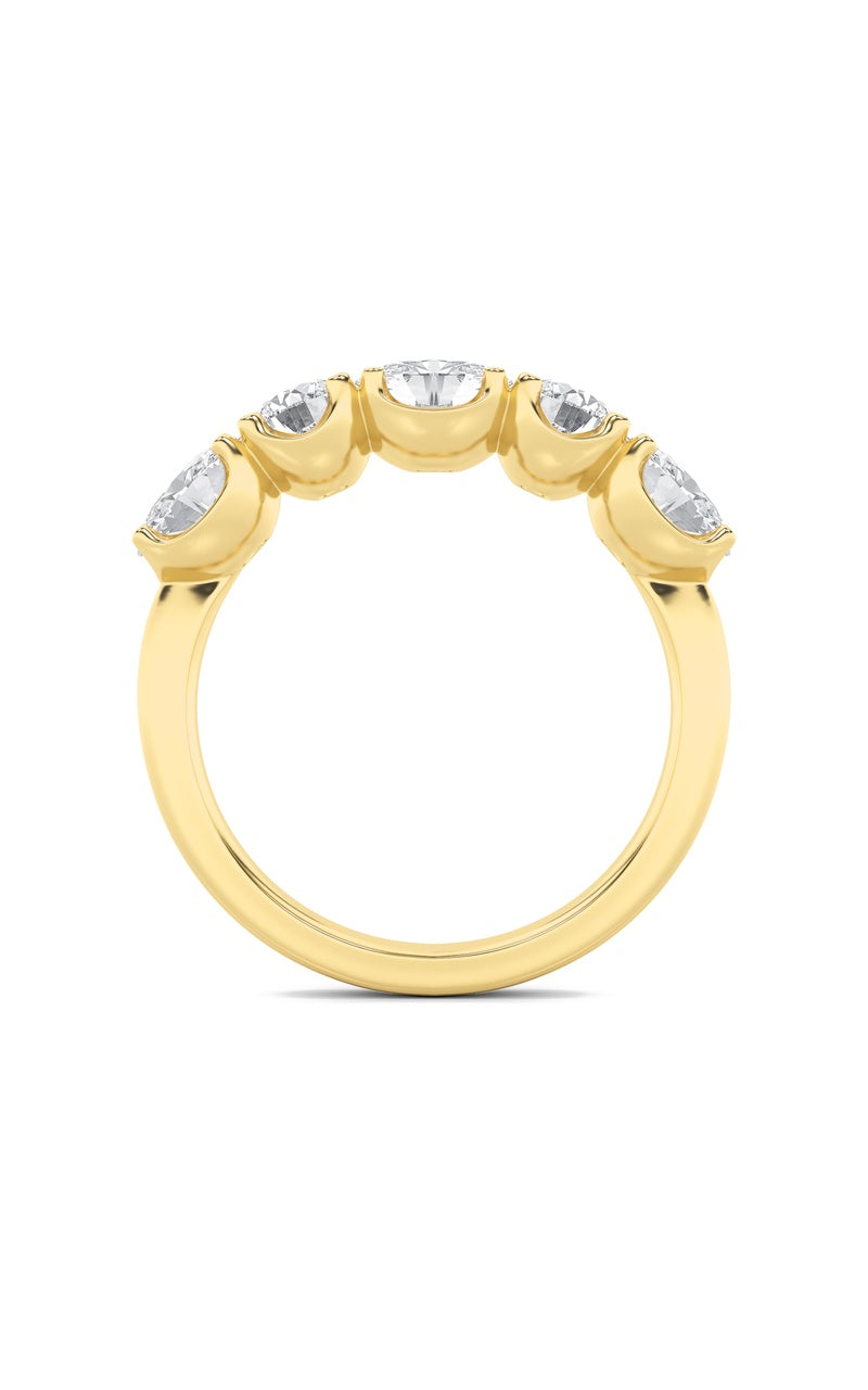 2Cttw Oval Shaped Lab Grown Diamond (F/VVS) Five Stone Band Ring in 14K Gold