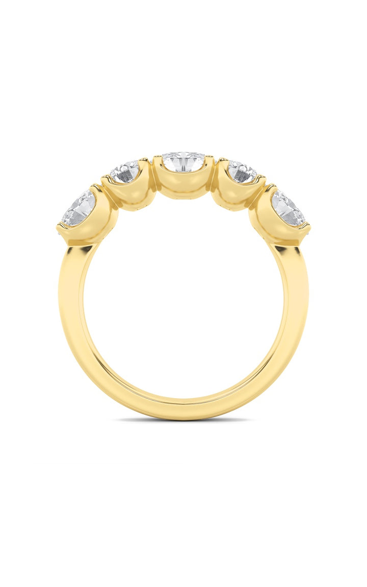 2Cttw Oval Shaped Lab Grown Diamond (F/VVS) Five Stone Band Ring in 14K Gold