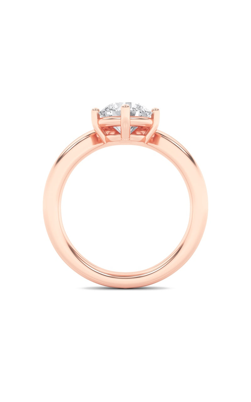 1.5Cttw Round Shaped Lab Grown Diamond (G/VS) Chevron Solitaire Engagement Ring in 14K Gold