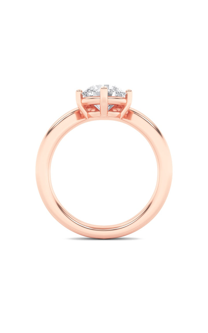 1.5Cttw Round Shaped Lab Grown Diamond (G/VS) Chevron Solitaire Engagement Ring in 14K Gold