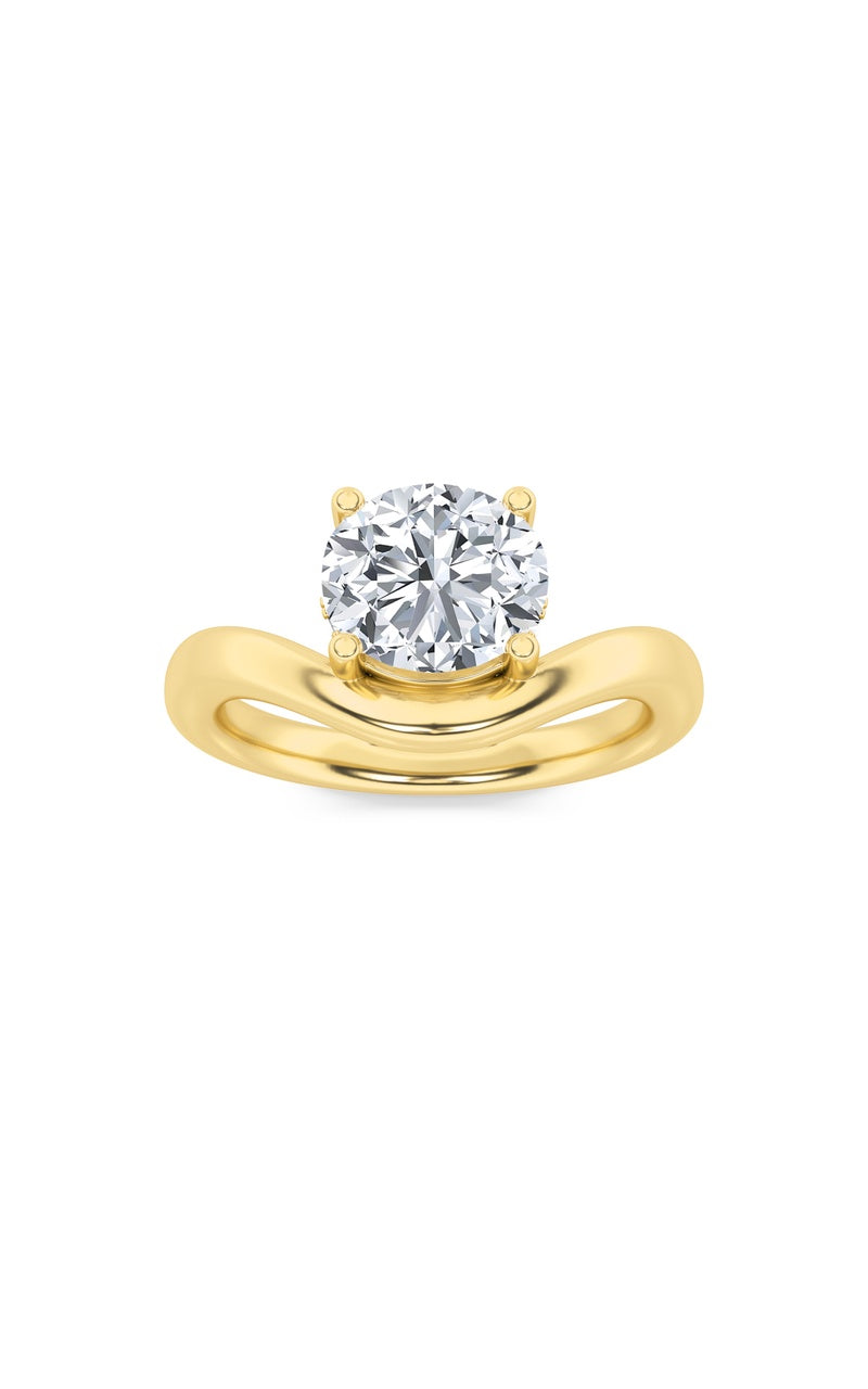 2Cttw Round Shaped Lab Grown Diamond (F/VS) Accented Solitaire Fancy Engagement Ring in 14K Gold