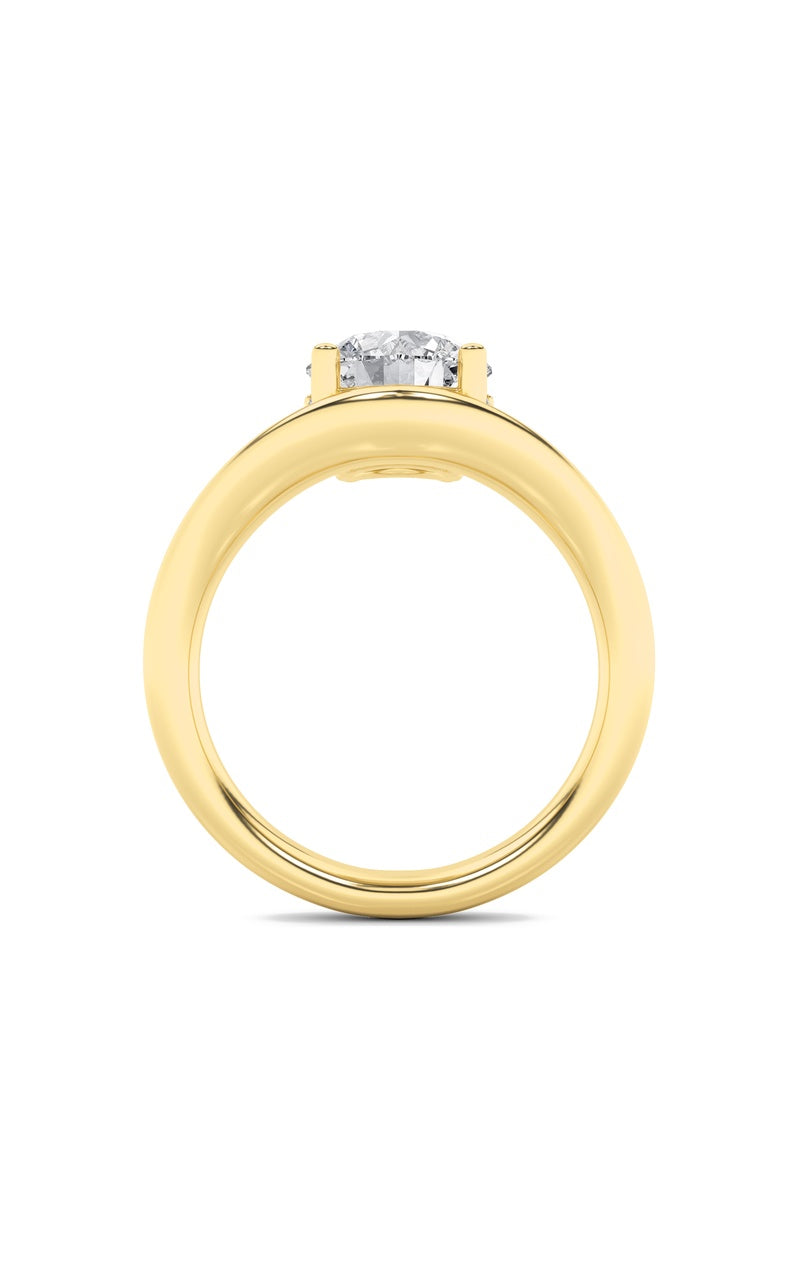 2Cttw Round Shaped Lab Grown Diamond (F/VS) Accented Solitaire Fancy Engagement Ring in 14K Gold