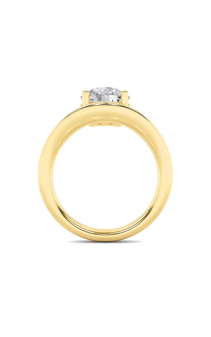 2Cttw Round Shaped Lab Grown Diamond (F/VS) Accented Solitaire Fancy Engagement Ring in 14K Gold